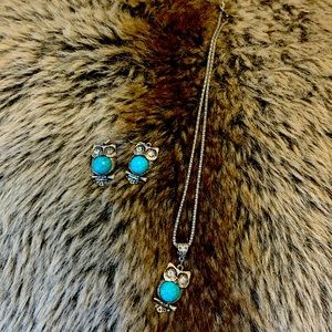 Owl Earrings & Necklace Set